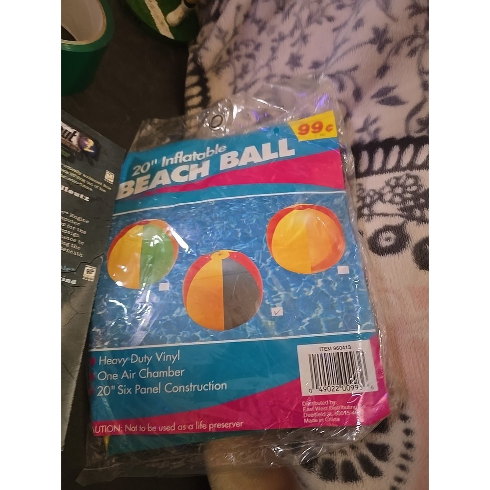 Inflatable 20" Heavy Duty‎ VINYL 6 PANEL Beach Balls Vintage NIP